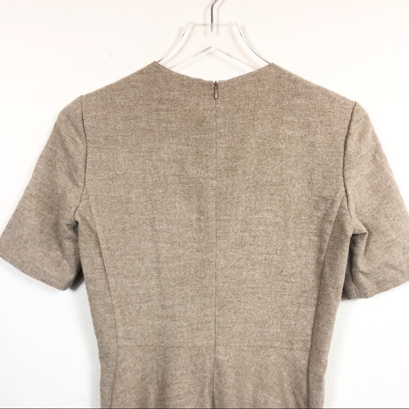 Zara | Tan Wool Blend Short Sleeve Midi Dress - Picture 7 of 8